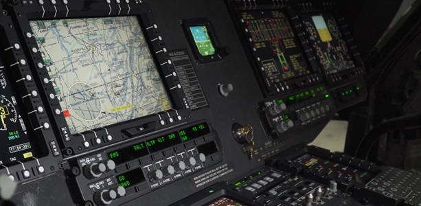 OpenLift™ Rotary Wing Modular, Open Architecture close-up of digital cock-pit of military helicopter