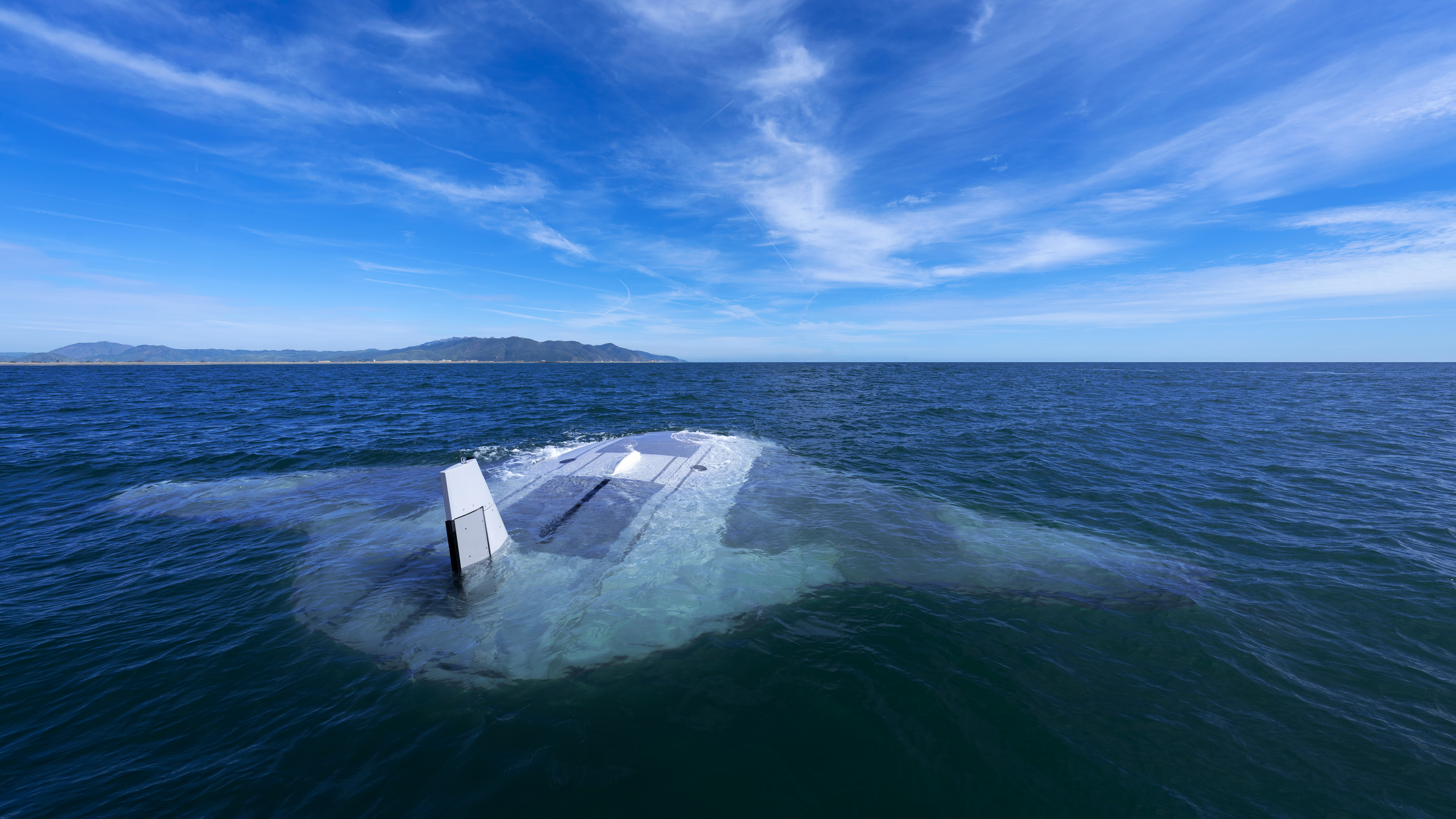 unmanned underwater vehicle floating in water