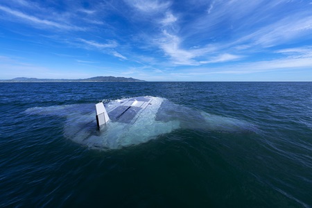 prototype of uncrewed underwater vehicle in water