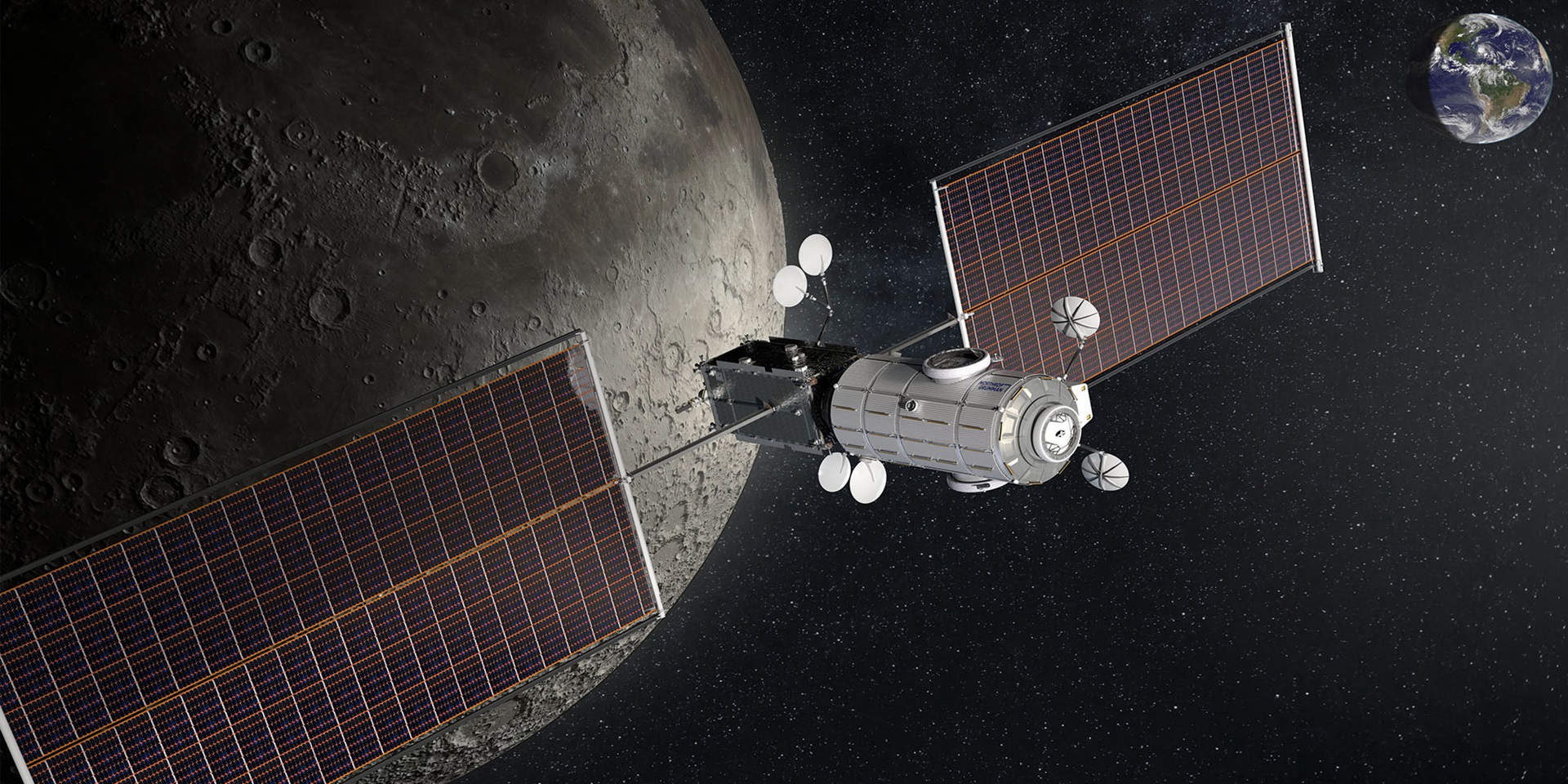 HALO spacecraft above the moon