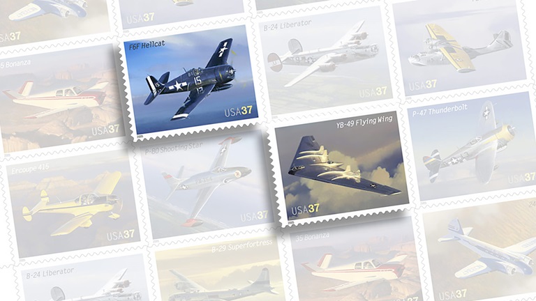 Postal Service stamps of historic aircraft