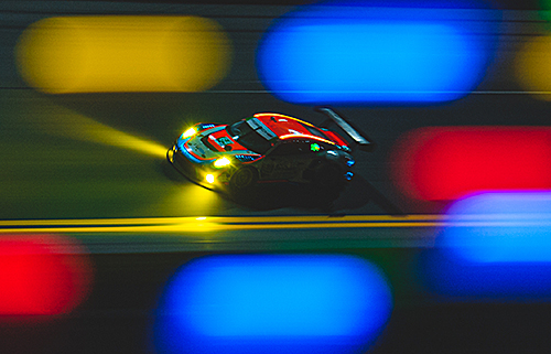 race car on track at night