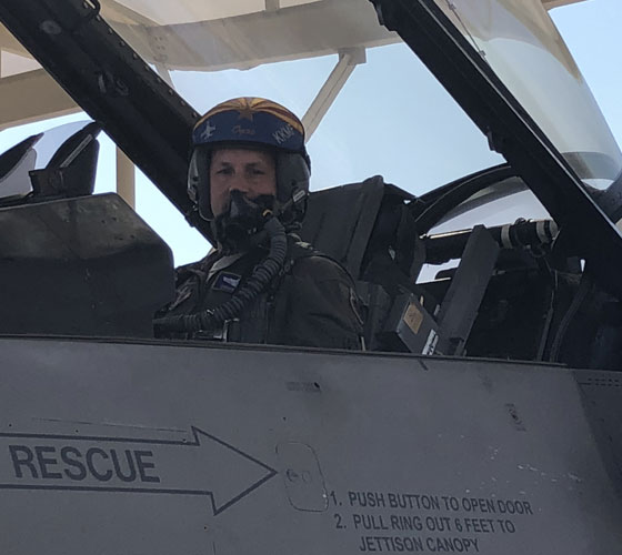 photo of pilot in cockpit