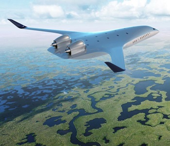 JetZero flying over wetland