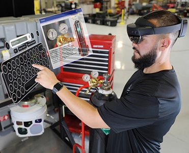 technician wearing modern headset