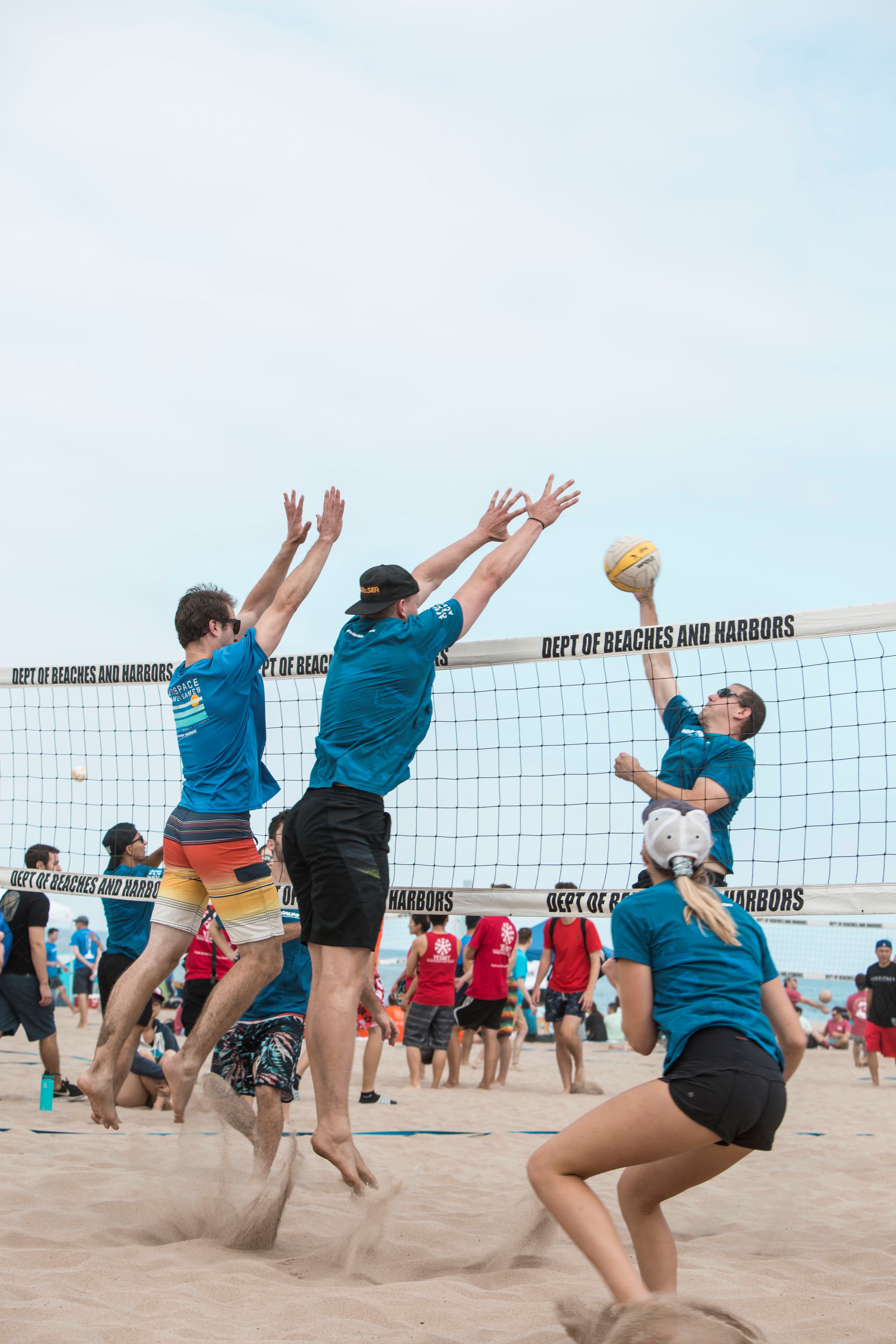 Players in volleyball game