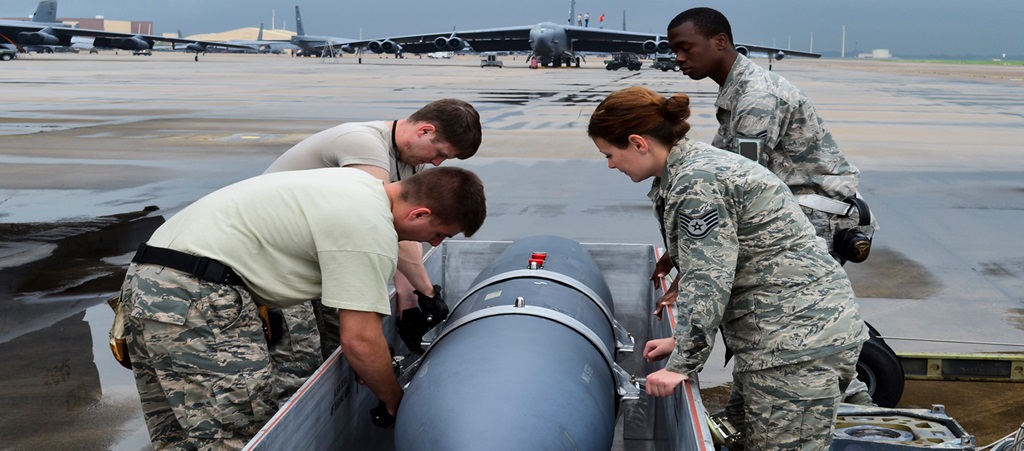 military personnel staling radar pod