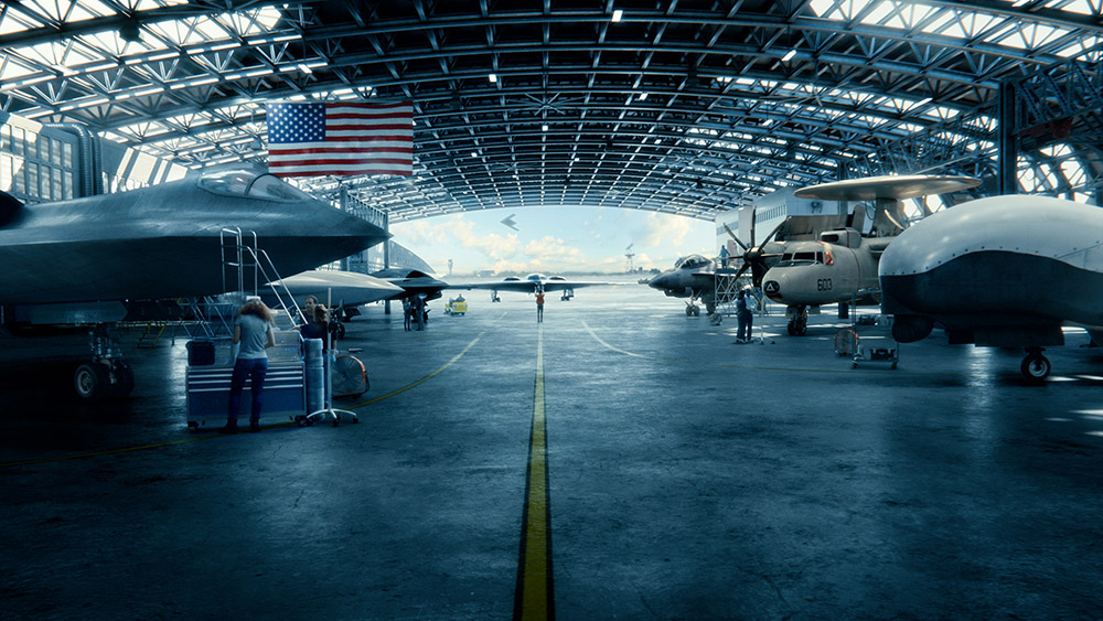 AFA Advancing Aeronautics many military aircraft inside hangar