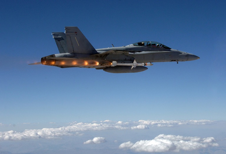 Advanced-Anti-Radiation-Guided-Missile-AARGM U.S. fighter jet launching a rocket