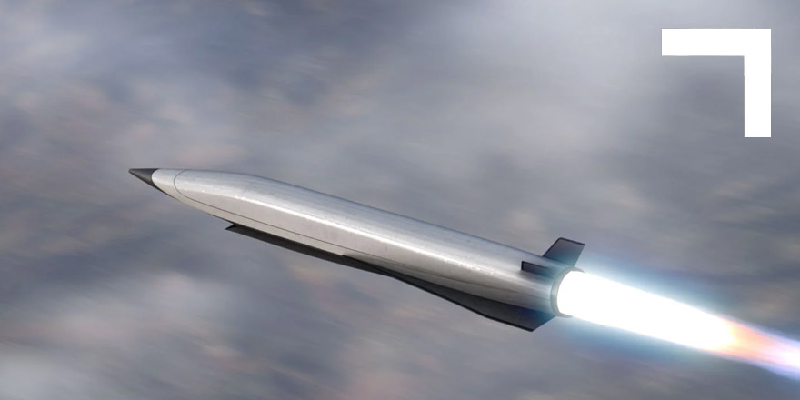 hypersonic missile flying above clouds