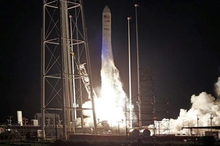 rocket launching at night