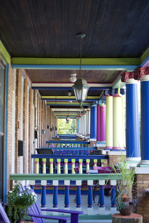 Row of colorful homes