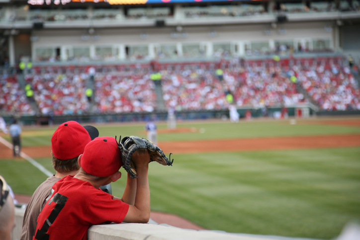 Baseball field with young boy