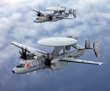 Two E-2D Advanced Hawkeye aircraft inflight