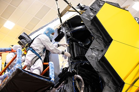 Employee working on the JWST