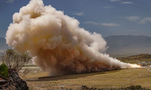 The GEM 63XL motor fires at the Promontory facility’s Test Area.