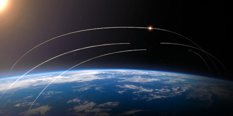 GMD_F_webbanner_v2 Dark lit sky in Space with a preview of Earth's surface