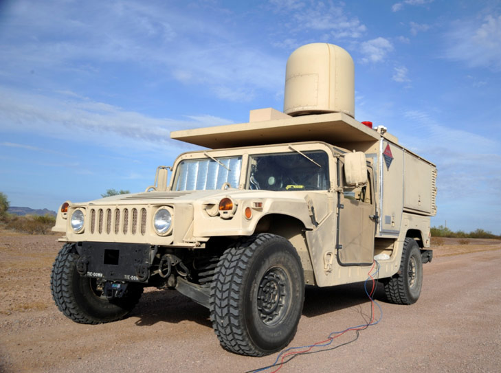 HAMMR - Highly Adaptable Multi-Mission Radar radar mounted on military vehicle