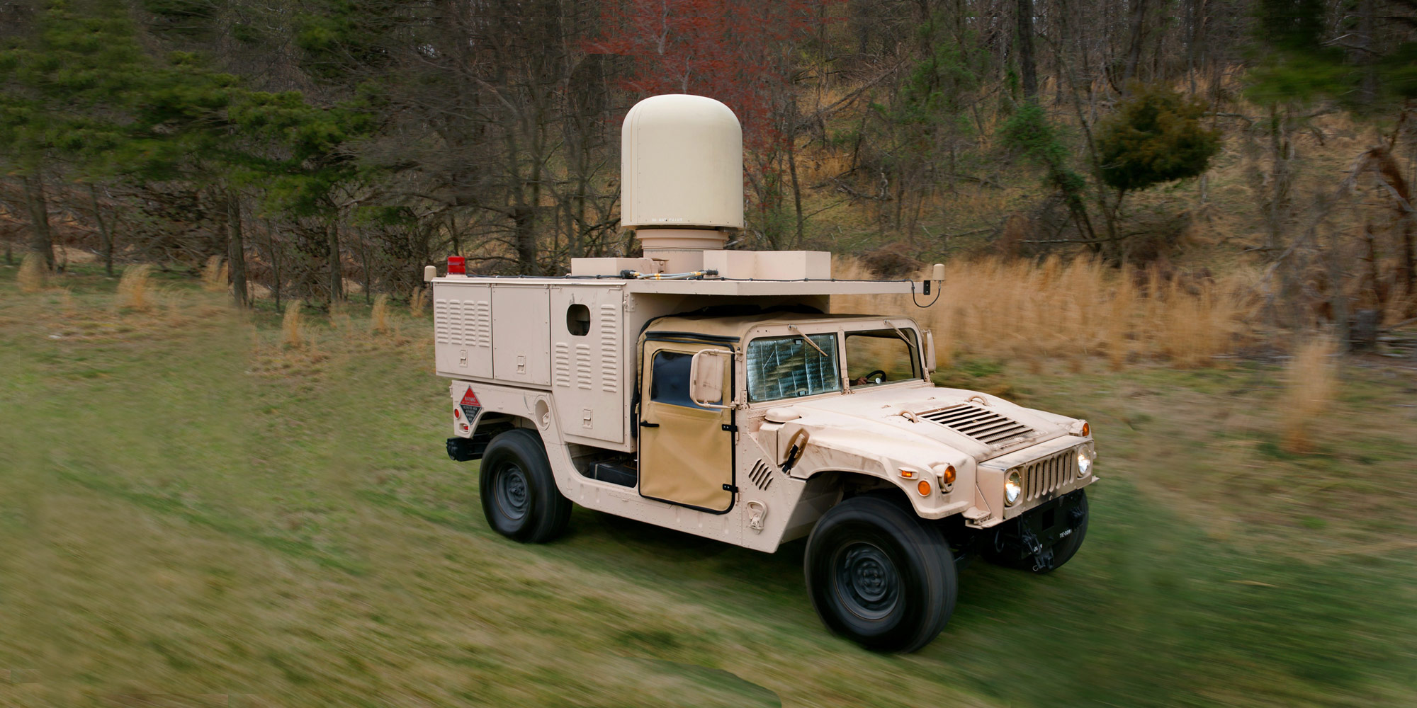 HAMMR - Highly Adaptable Multi-Mission Radar radar mounted on military vehicle