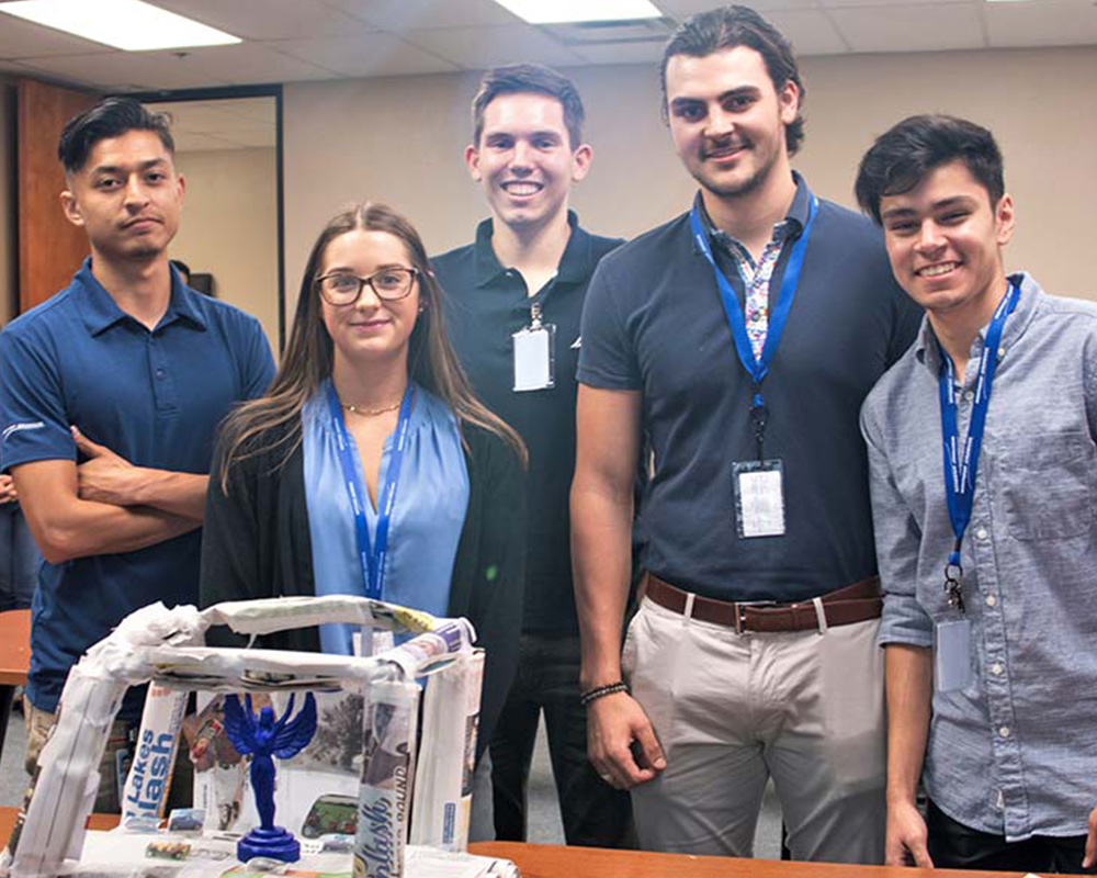 five interns in the office