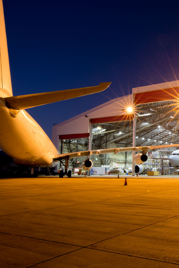 Airplane in hangar