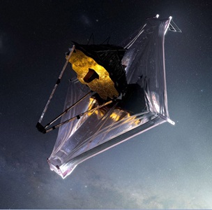 rendering of JWST in space