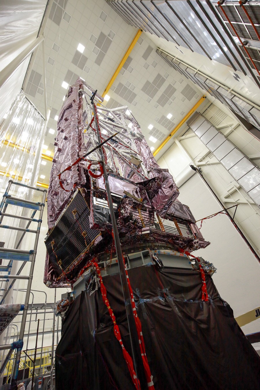 telescope folded up in clean room