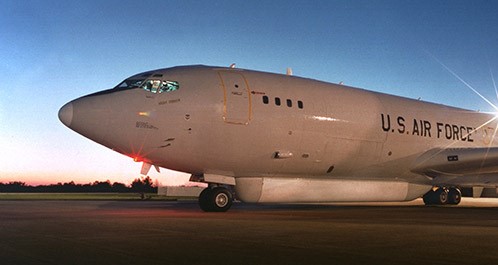 U.S. Air Force plane rests on runway