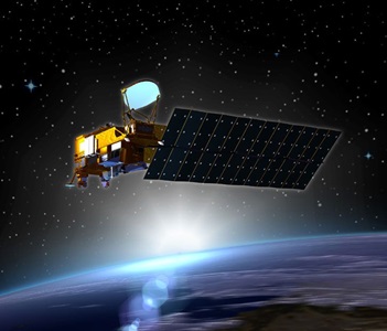 Aqua Satellite in space above earth