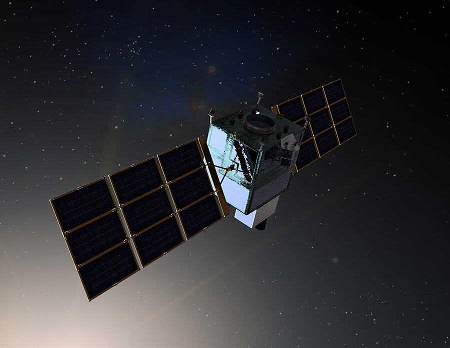 rendering of a satellite in space