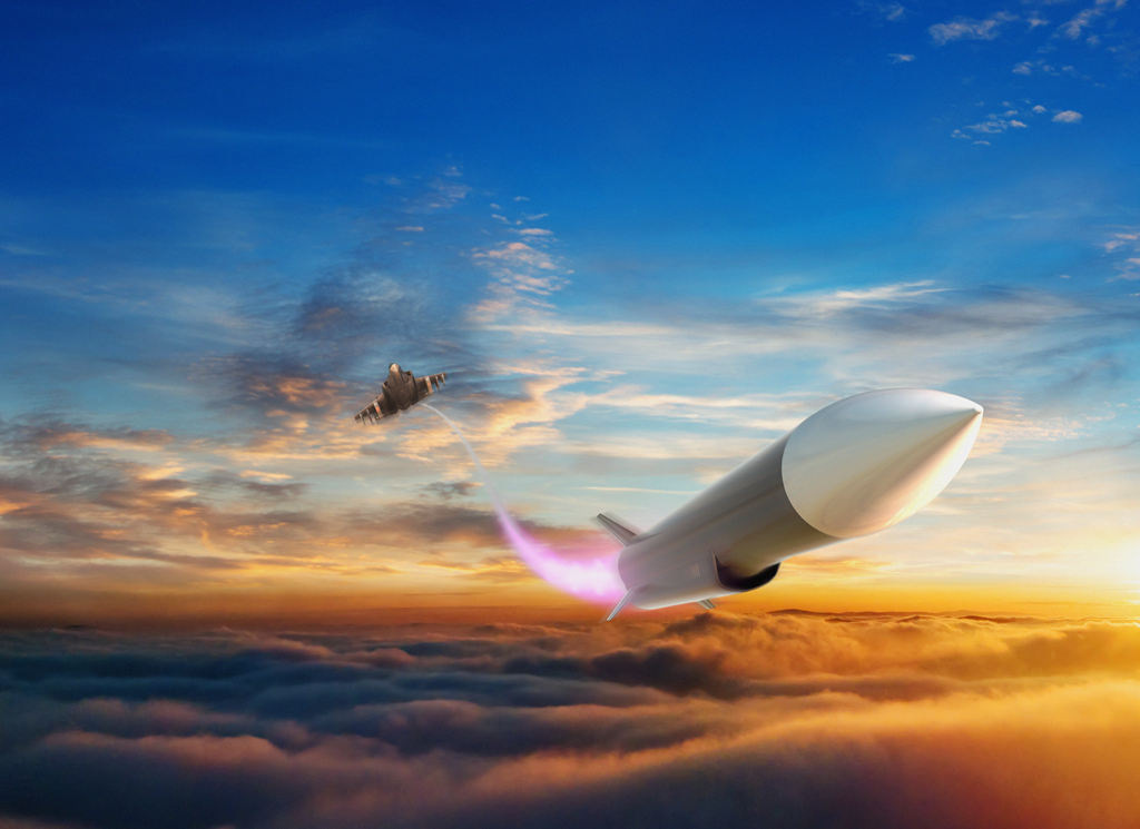 3D rendering of a hypersonic vehicle above Earth