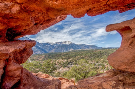 Rock formations overlooking mountain views