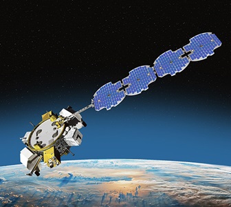 rendering of satellite above earth