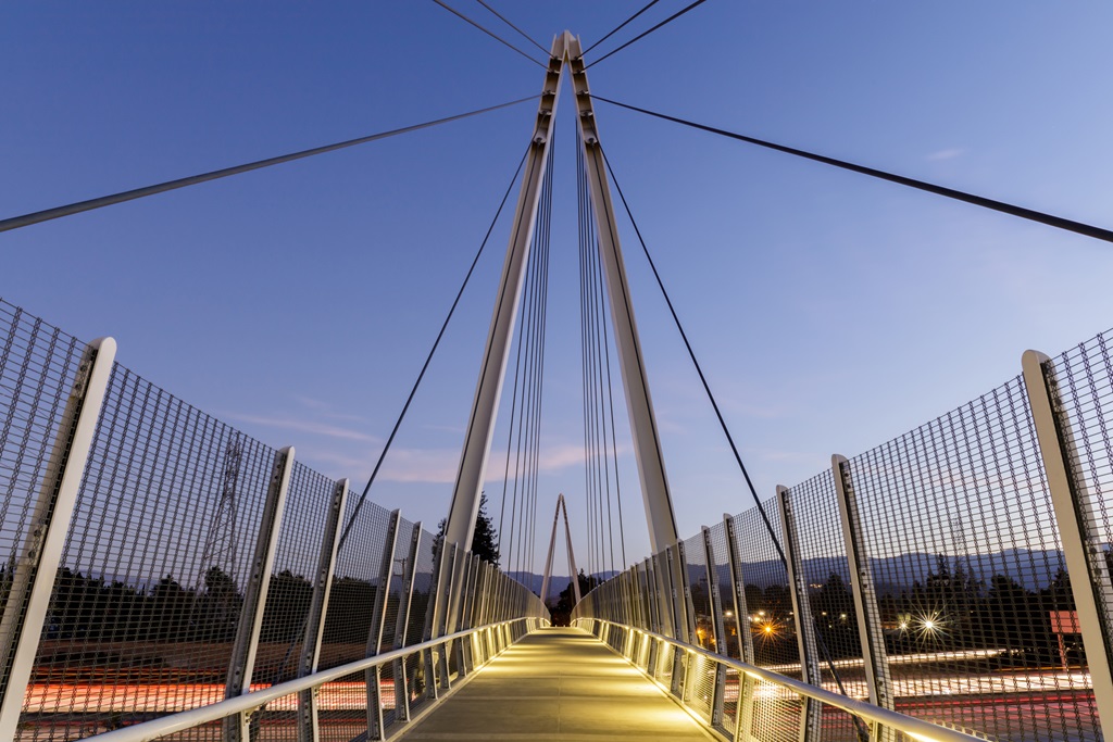 Dusk over Don Burnett Bicycle-Pedestrian Bridge