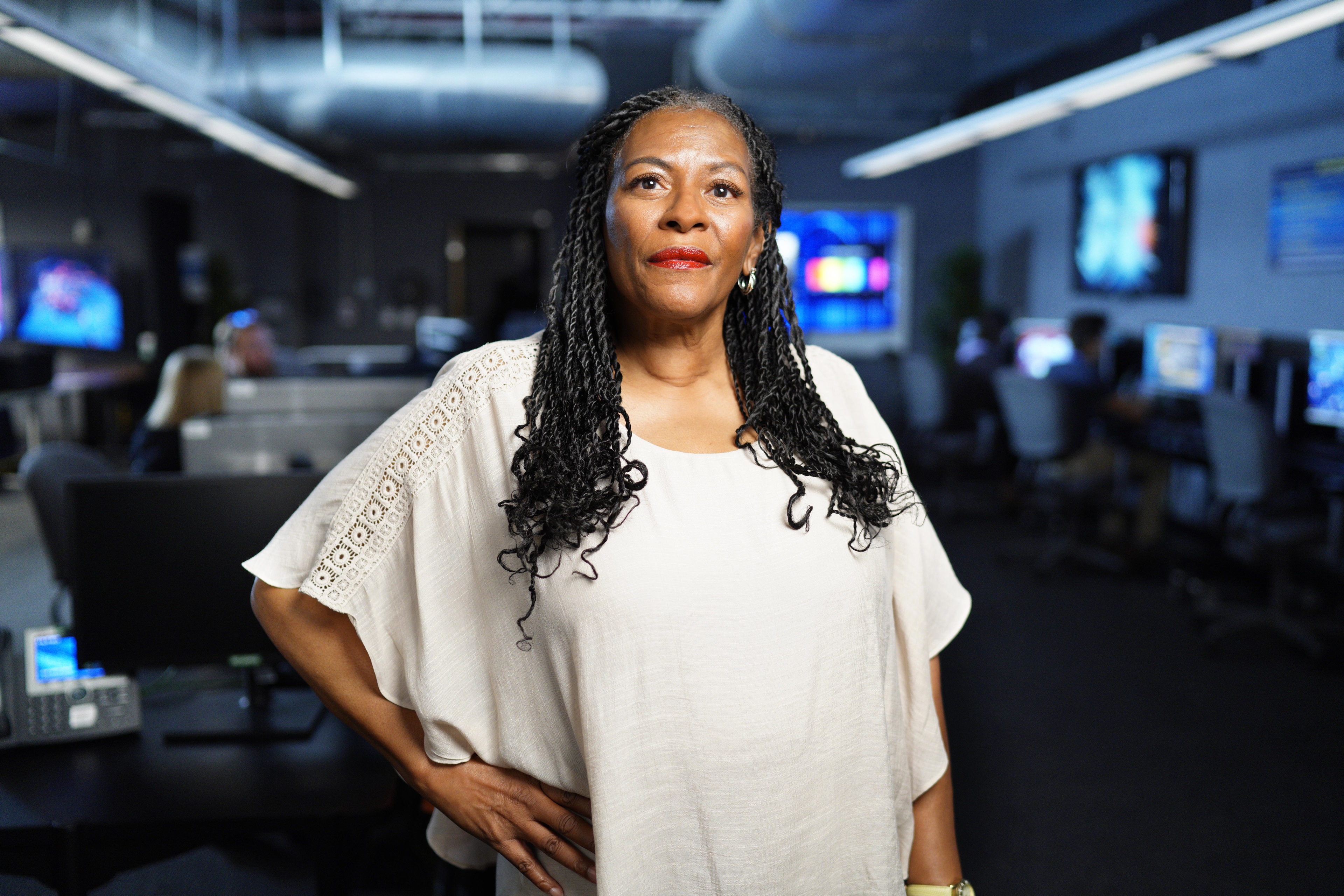 Black woman in computer room