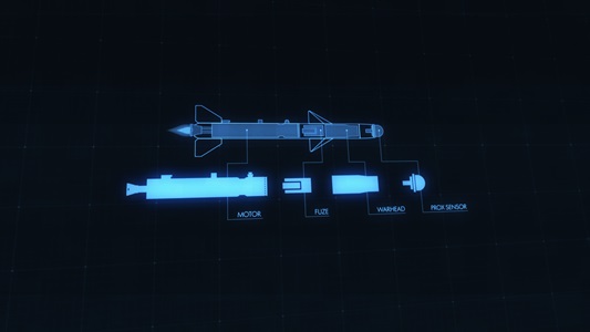 drawing of rocket motor fuze and warhead