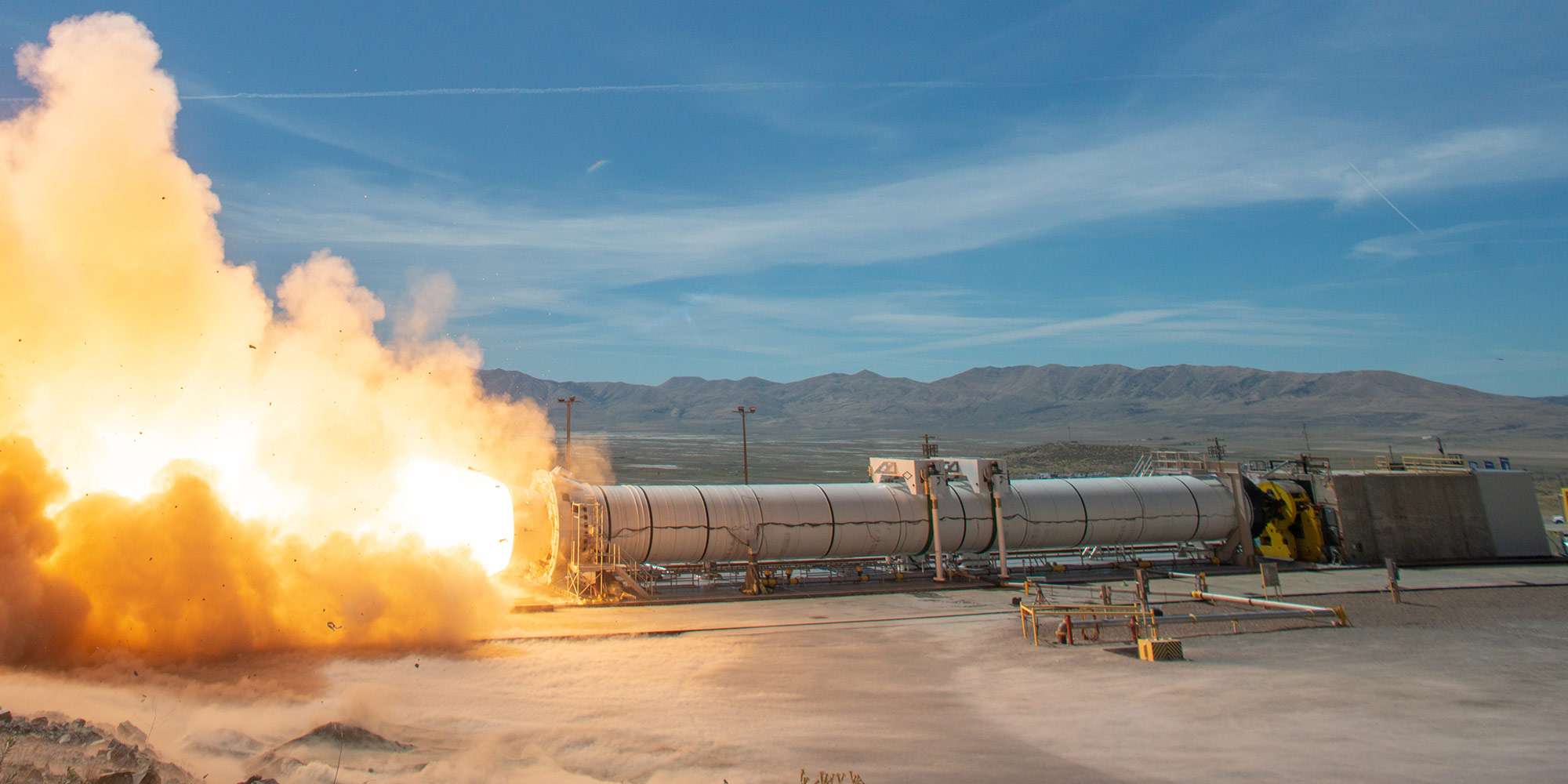 rocket engine test in desert