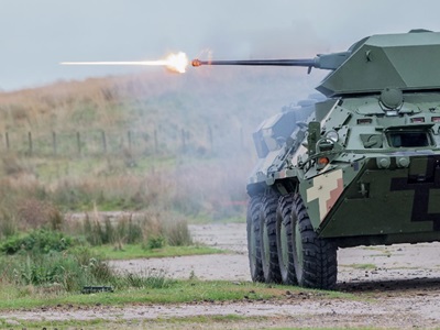 Bushmaster chain gun on tank