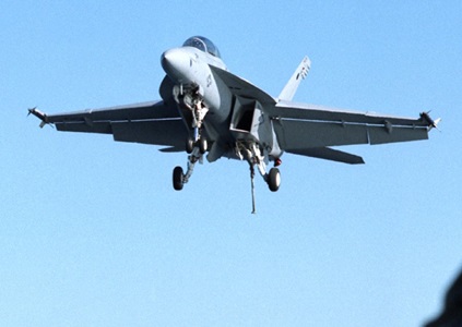 Fighter jet flying in blue sky