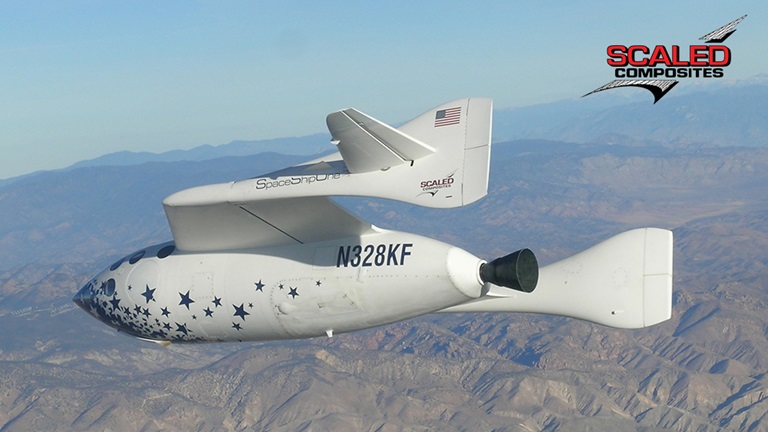 Our Heritage – Scaled Composites space craft above earth
