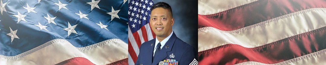 Portrait of a veteran with u.s. flag in background