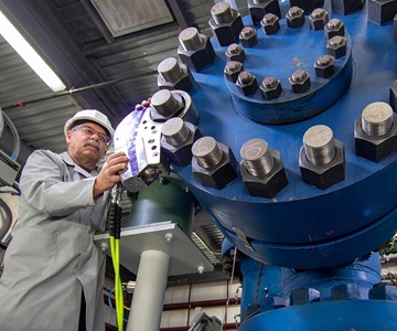 technician using machinery