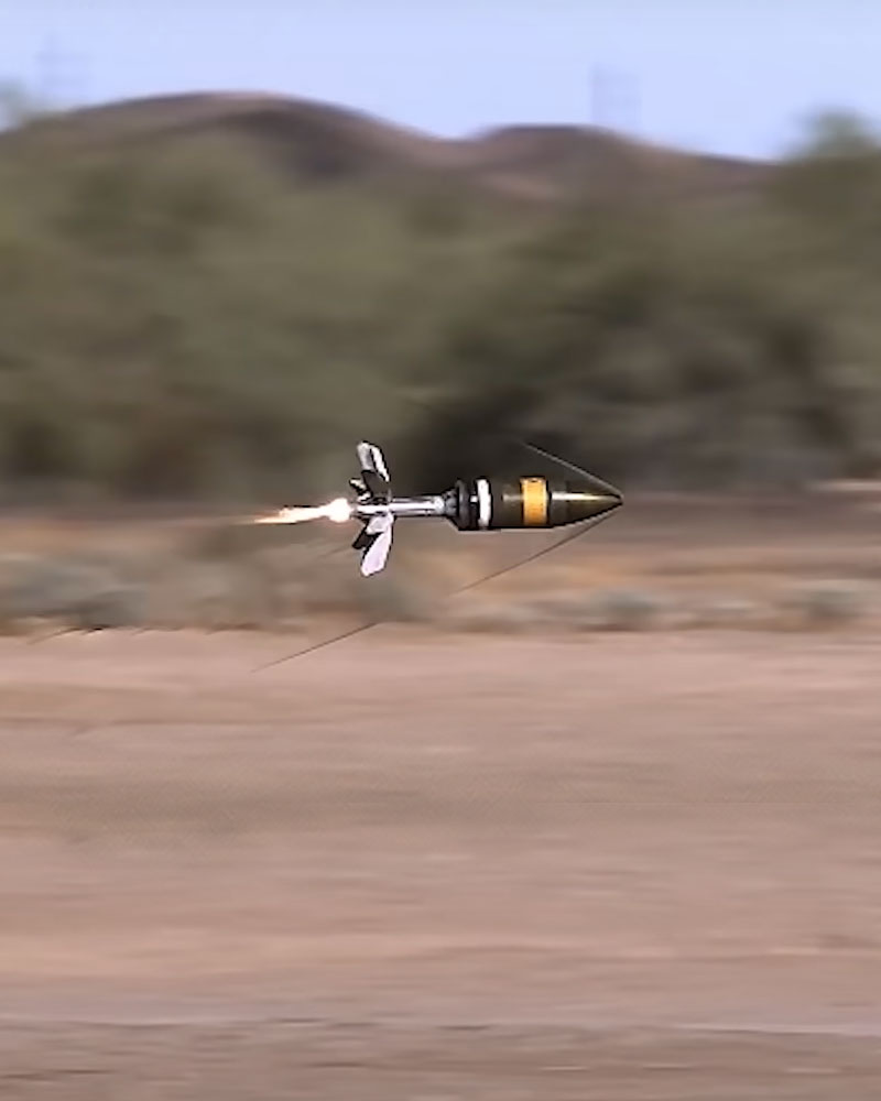 large caliber ammunition traveling through air