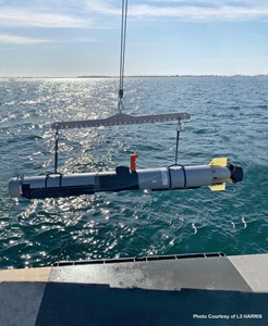 underwater radar being lowered into water
