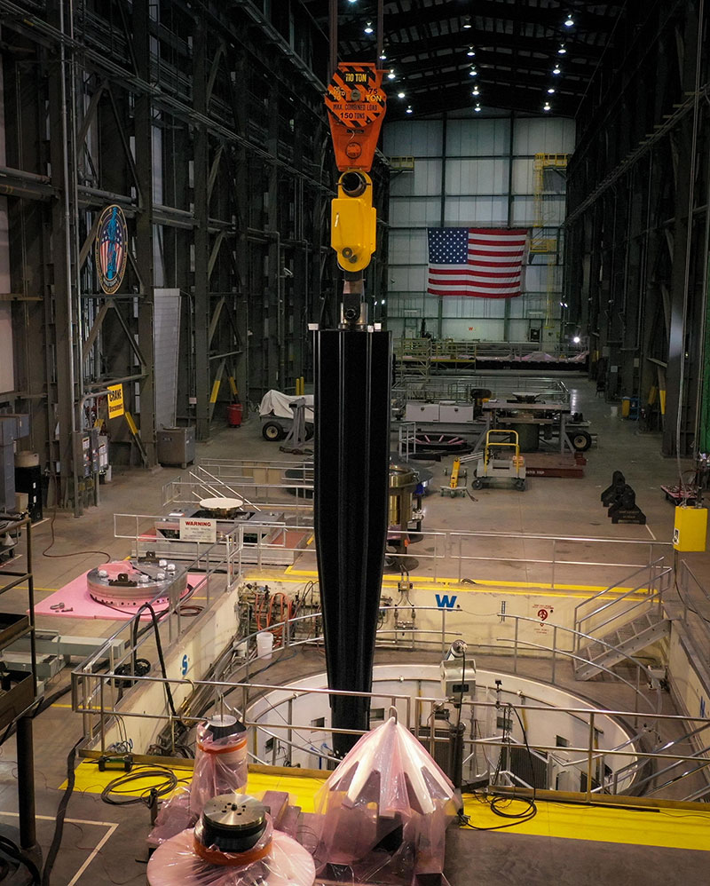 solid rocket motor in large building