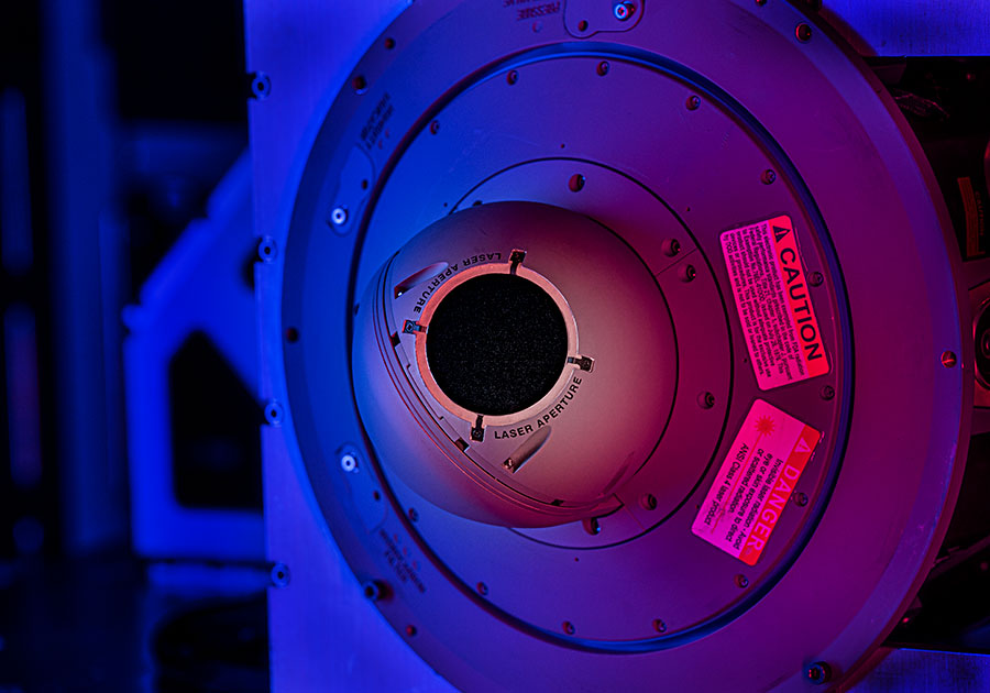 close-up of missile warning sensor in lab