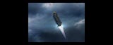 Missile flying through clouds