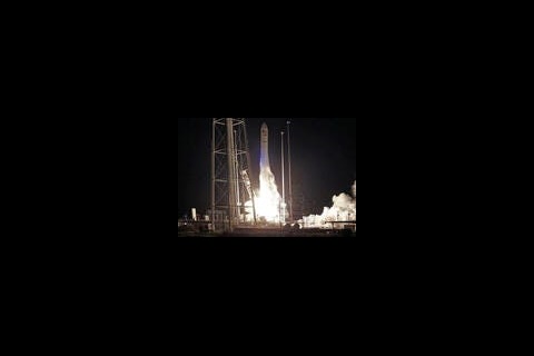 rocket launching at night