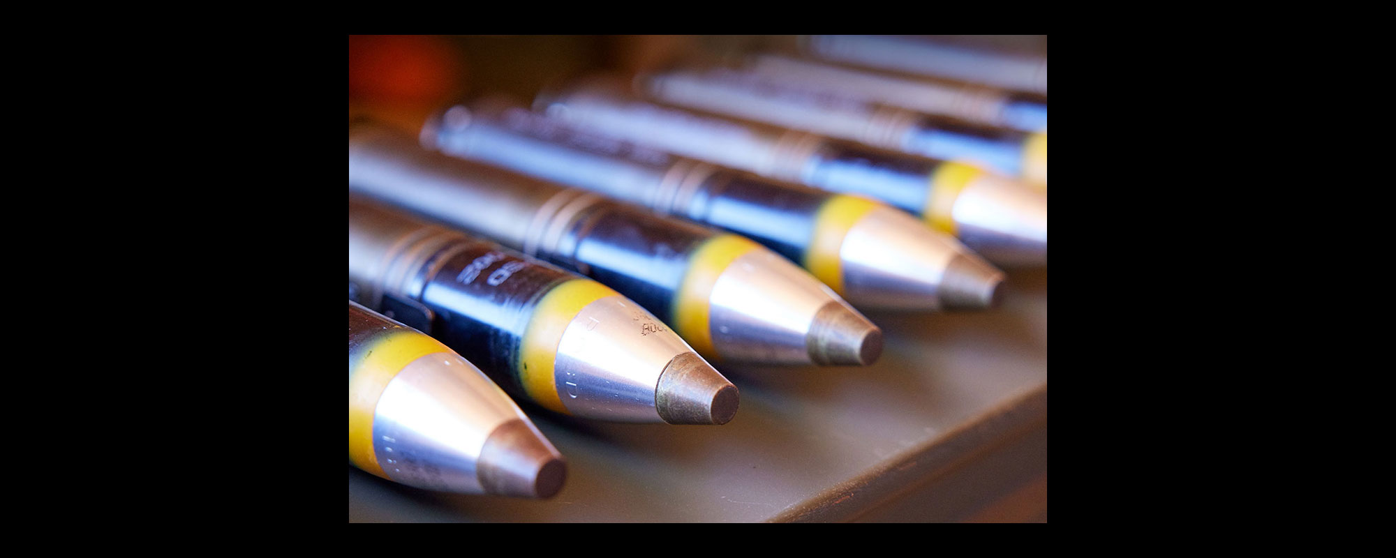 ammunition lined up on a table