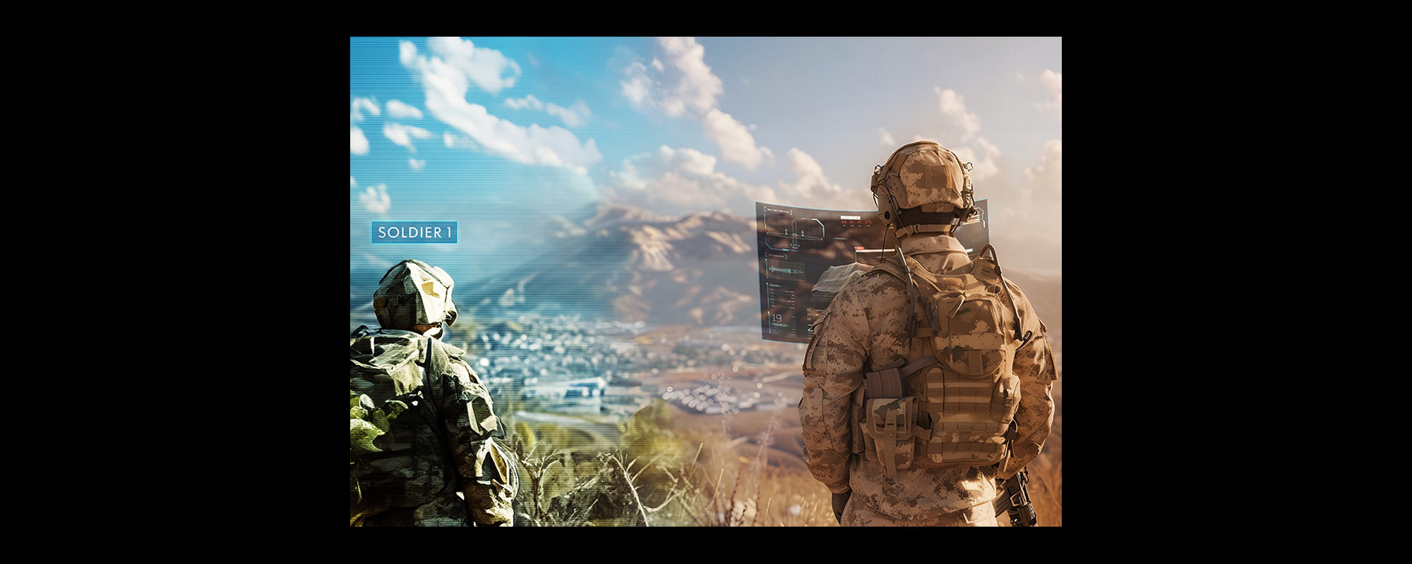 illustration of soldiers training in multi-domain immersive environments